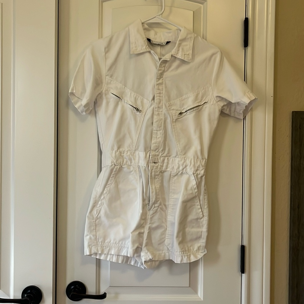 White Zara Short Jumpsuit with Pockets